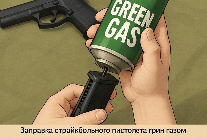 заправка пистолета Грин газом
