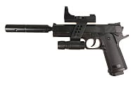 Пистолет  Galaxy Colt 1911 с глушителем и ЛЦУ spring (G.053A)